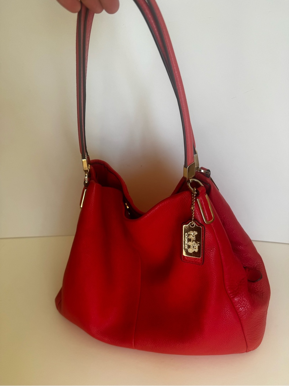 Coach Red Leather Madison Phoebe Shoulder Bag with Gold Accents - Picture 12 of 14